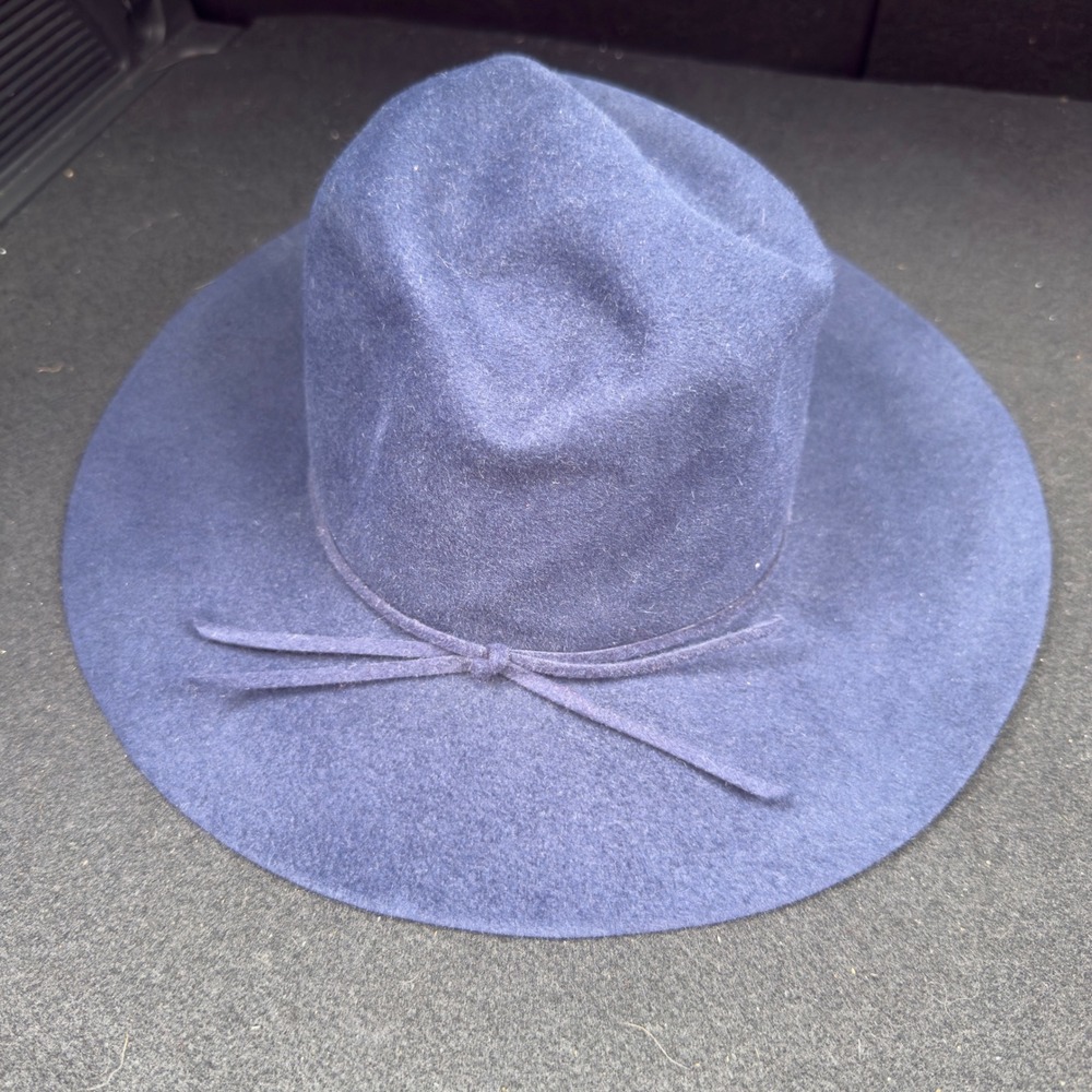 Vintage Heyde-Hüte München Wide Brim Felt Fedora Hat Blue Size 7.75in